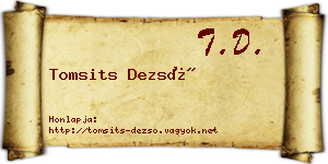 Tomsits Dezső névjegykártya